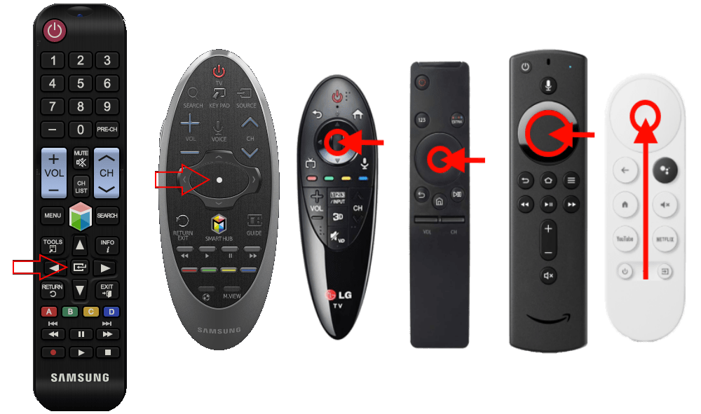 TV remotes OK / Center key